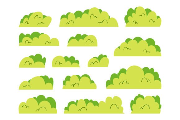 Cartoon Style Hand Drawn Bushes Foliage: Elevating Digital Design with Organic Whimsy