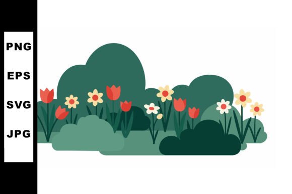 Colorful Spring Flowers and Green Bushes: Elevating Visual Design with Versatile Vector Assets