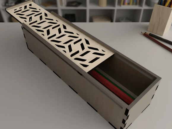 Elevate Your Desk Organization with a Laser Cut Pen Case Template Featuring Geometric Patterns