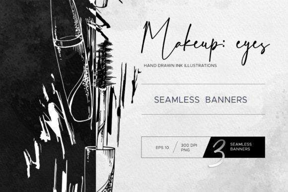 Elevating Beauty Branding with Hand-Drawn Makeup Cosmetics Eyes Seamless Banners