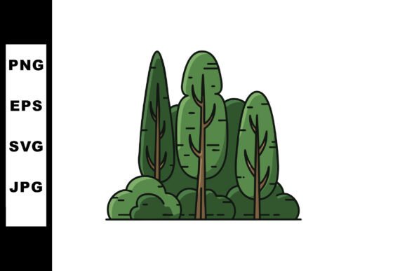 Evaluating Group of Green Trees and Bushes Vector I for Design Projects