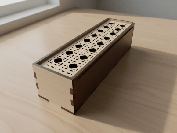 Laser Cut Pencil Box with Sliding Lid Template