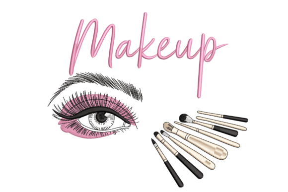 Makeup Eye Brushes: Beauty Salon Embroidery Design