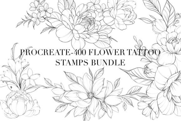 Procreate Flower Tattoo Stamps Bundle: Elevating Digital Stencil Design